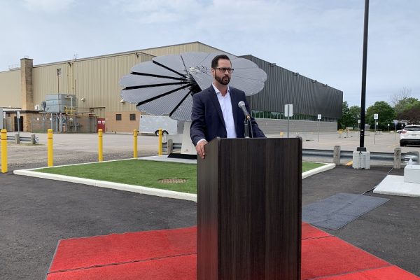 Matt Payne, President and CEO of North Bay Hydro describes the benefits of the microgrid (Rocco Frangione, MyNorthBayNow.com staff)