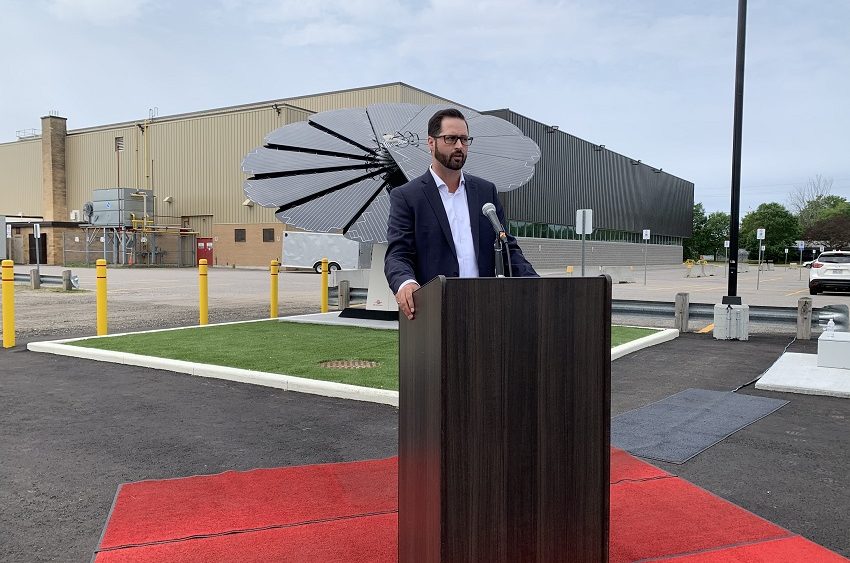 Matt Payne, President and CEO of North Bay Hydro describes the benefits of the microgrid (Rocco Frangione, MyNorthBayNow.com staff)